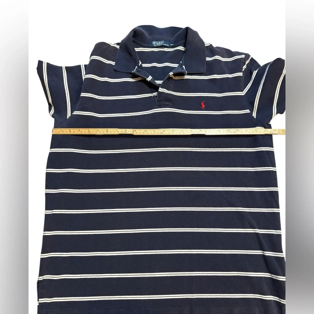 Ralph Lauren Classic Fit Polo Shirt Navy Blue with White Stripes Size‎ XXL